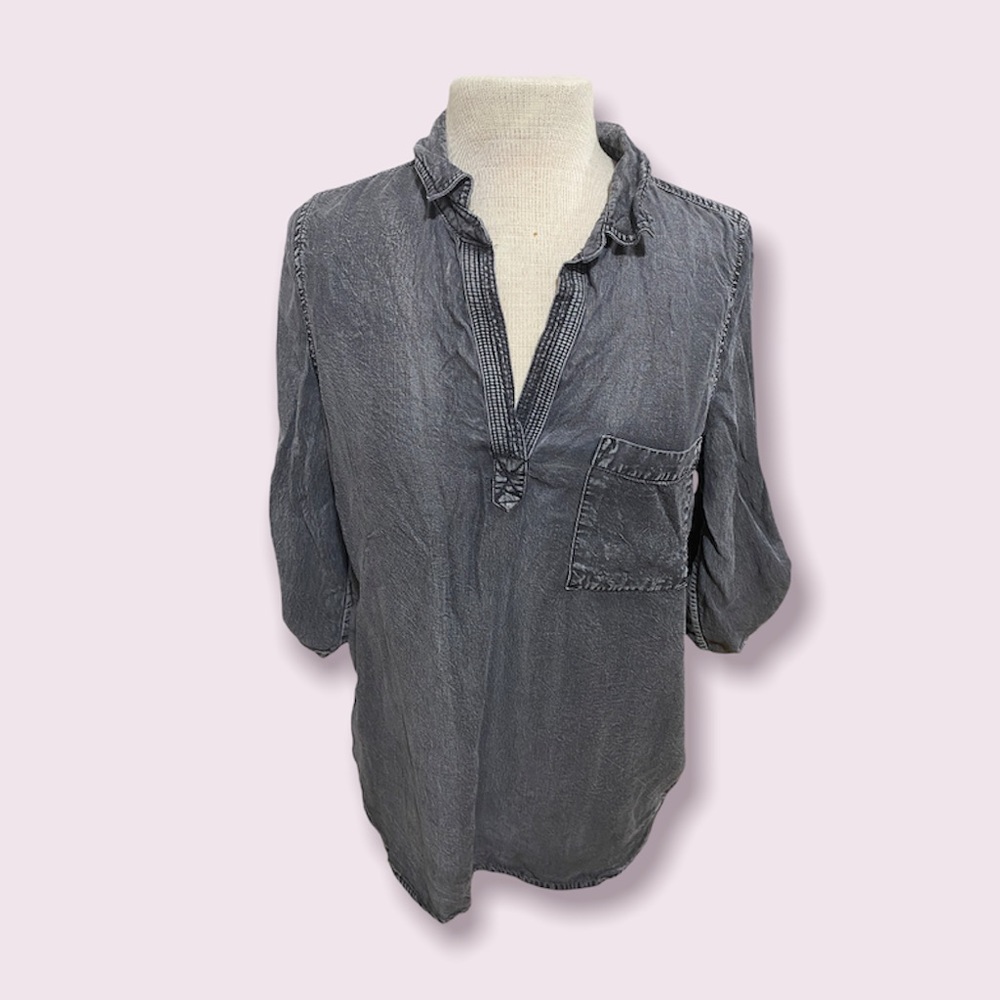 Gray denim long sleeve shirt